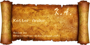 Ketter Andor névjegykártya